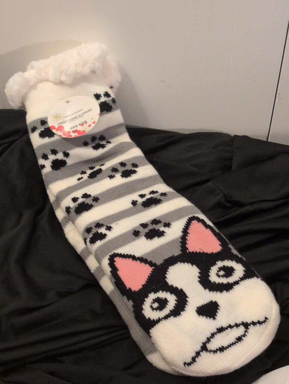 Cozy Paw Print Cat Slipper Socks